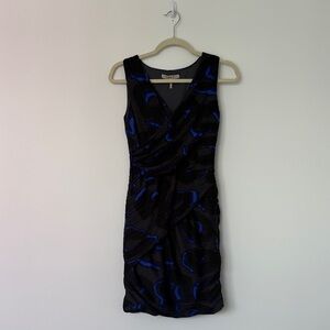 Halston Heritage Black and Blue Mini Dress